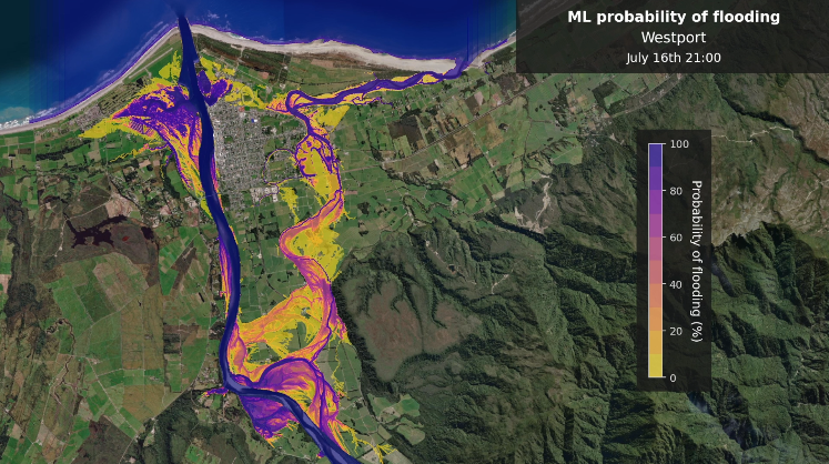 Flood risk visualisation map - ML probability of flooding