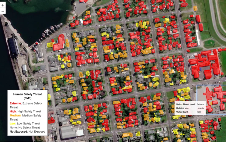 AI flood prediction visualisation - Human Safety Threat